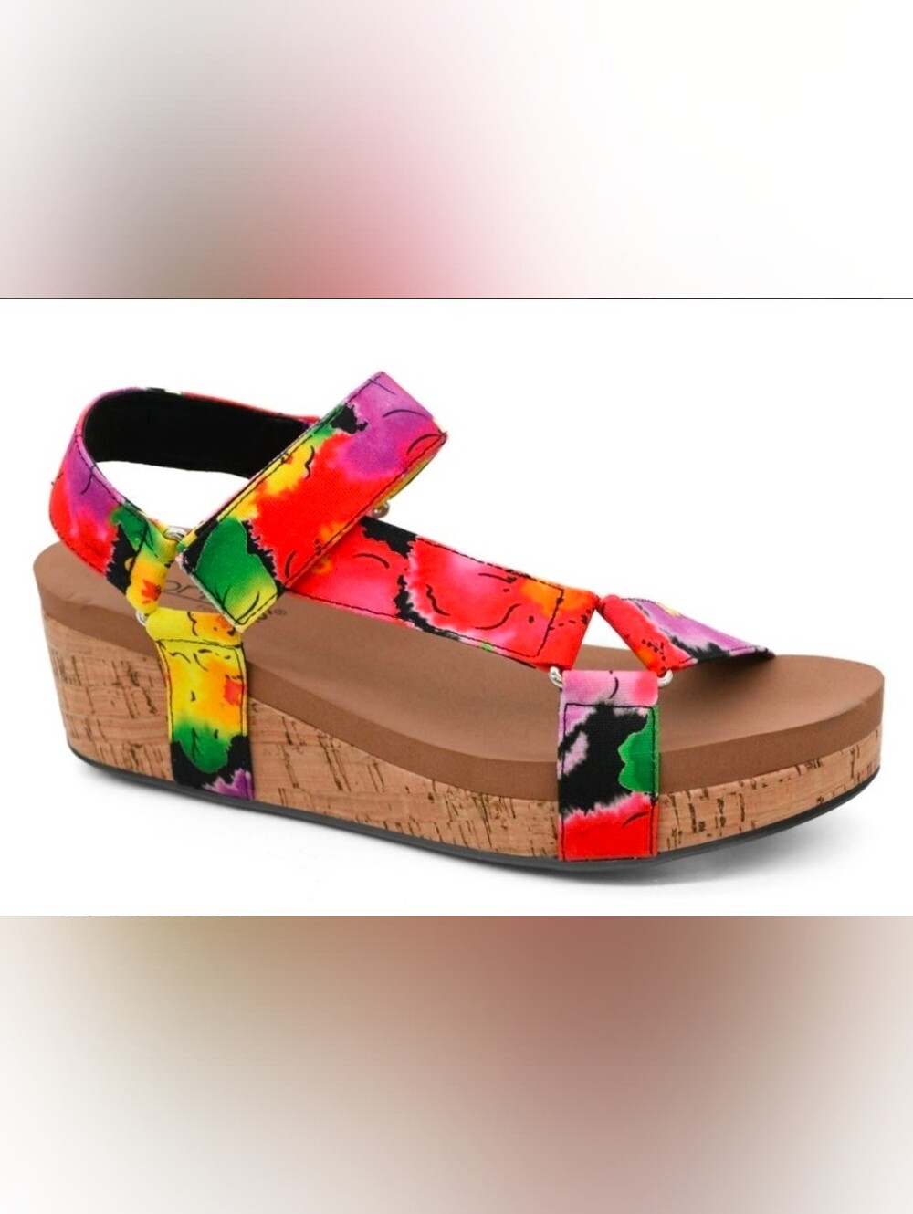 Corky's - Don't Tempt Me Sandals- Multicolor Wedge Strap Sandal Size 6 NEW